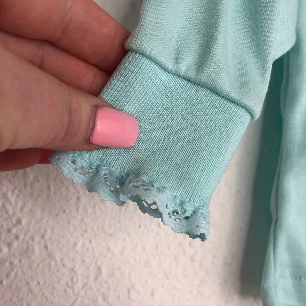 NWT Vintage Carter's turtleneck shirt aqua blue lace trim size‎ 12 months